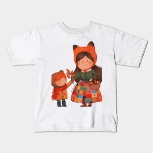 Autumn Patchwork girl Kids T-Shirt